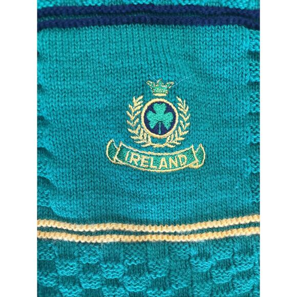 Blarney Castle Designs Sweater Vest Green Knit Ireland Logo Men's Large - Picture 3 of 8